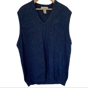 L.L. Bean 100% Wool Sweater Vest Navy Blue Warm XL